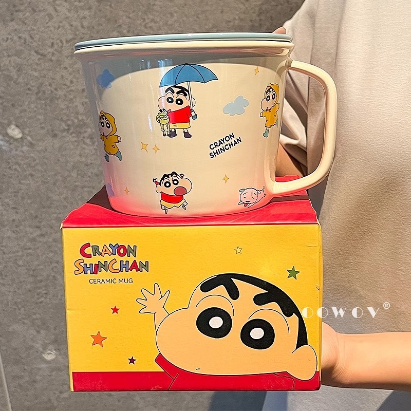 クレヨンしんちゃんセラミックインスタントラーメンボウル蓋とハンドル付き家庭用2025新しい高見え大型スープボウル誕生日ギフト|undefined