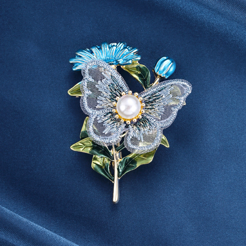 Hochwertige, bestickte Brosche im europäischen und amerikanischen Stil, Anstecknadeln mit floralem Öltropfenmuster für Damen, Bekleidung_voghion.com