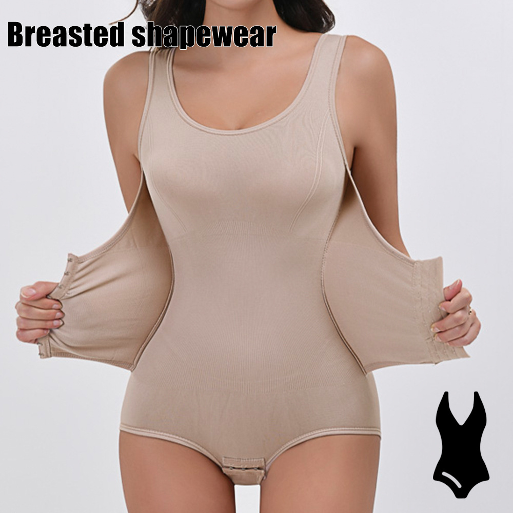 "Double-Layer Hook & Eye Shapewear For Women - Seamless Tummy Control Bodysuit With Adjustable Straps & Butt Lifting Design_voghion.com