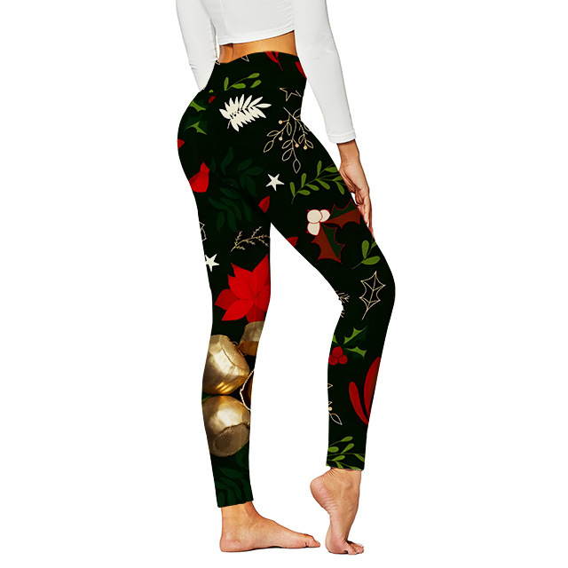 Pantalones digitales con estampado de yoga navideño para mujer New 3D Casual Yoga Pantalones deportivos ajustados Medias europeas y americanas