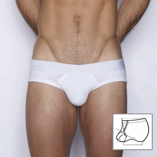 Men's Ring Underwear, Pure Cotton Low-Waist Sexy Tri-Top Briefs for Youth, Scrotum Support, Trendy Breathable Bottoms