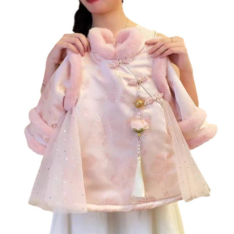 Traje de Año Nuevo para Niña 2025, Vestido de Invierno para Cumpleaños, Vestido de Princesa Hanfu Cheongsam para Bebés y Niñas Pequeñas, a la Moda