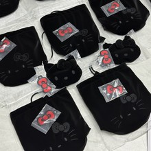 莫兰迪 小众甜脸kitty猫韩国设计联名丝绒双肩包斜跨包女可爱抽绳