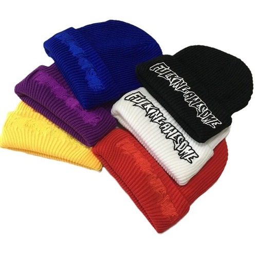 European and American trendy brand Fucking Awesome knitted woolen hat black and white letters cold hat ins super popular hat