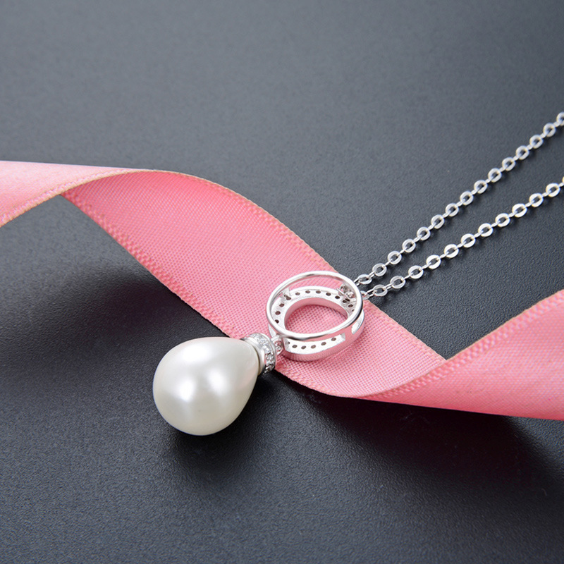 Corea del Sur temperamento transfronterizo simple collar de zircon mujer S925 plata esterlina diamantes huecos collar de perlas redondas cadena clavícula