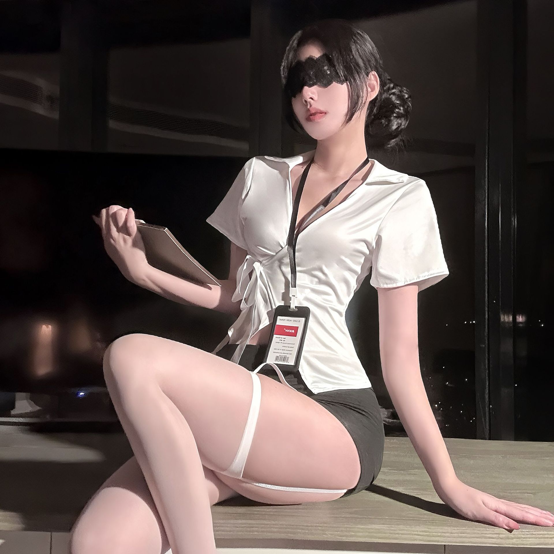 Secretary-Style Roleplay Lingerie Set with Top, Mini Skirt and Thong — detail image 5
