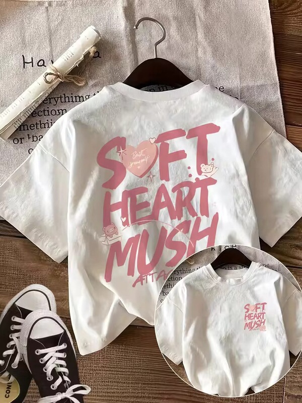 Sweet and Soft Printed Crew Neck Short-Sleeve Pink Graphic T-Shirt, Perfect for Summer Casual Weekend Wear