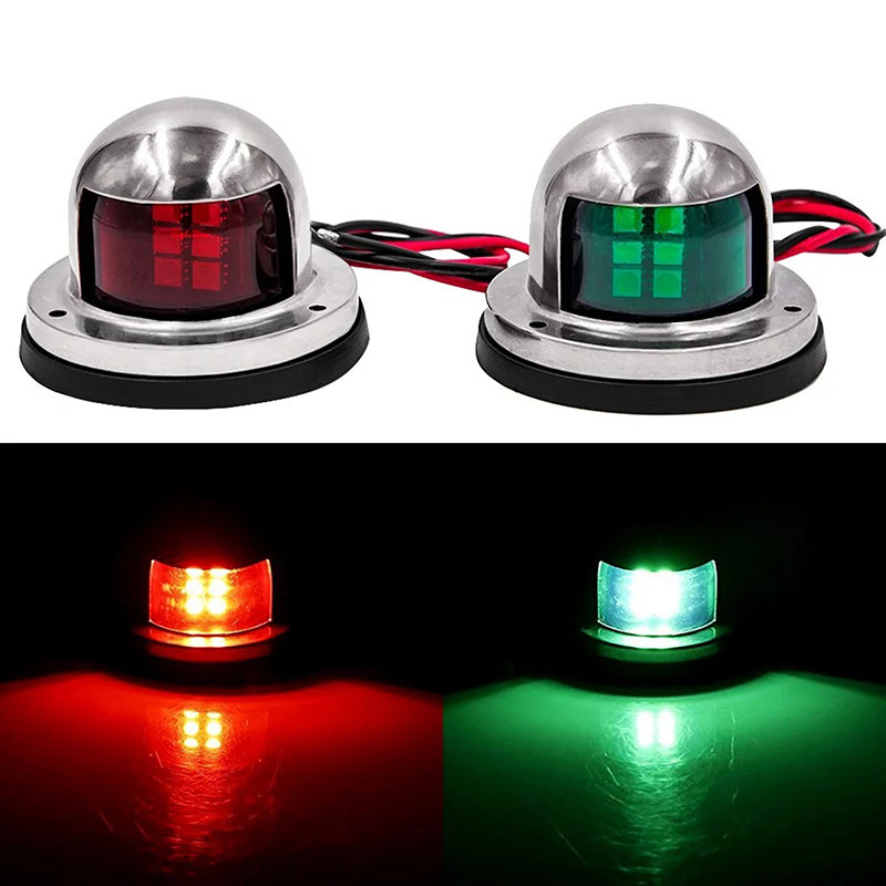 Car Yacht Stainless Steel Marine LED Waterproof Navigation Light Red and Green Emergency Signal Light Ship Side Light Warning Light 12V