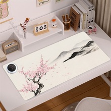 国风山水画发热鼠标垫皮革防水秋冬暖手办公游戏桌垫220V三档温控