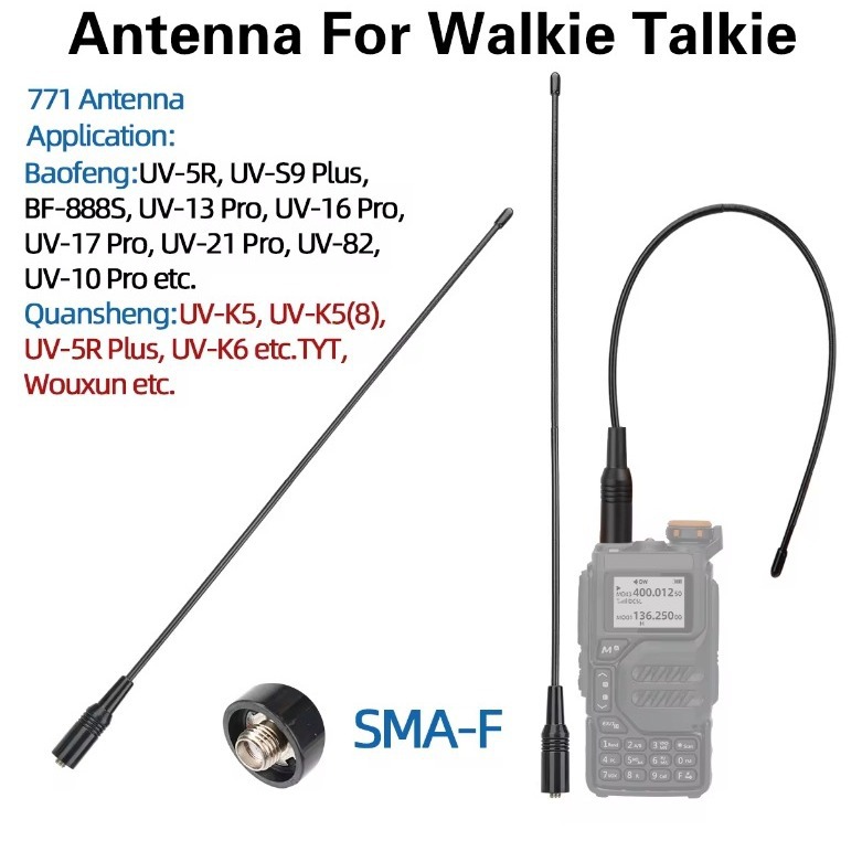 Baofeng UV de doble segmento ganancia walkie-talkie antena Nagoya Antena de NA-771 5R 888S Quansheng Universal