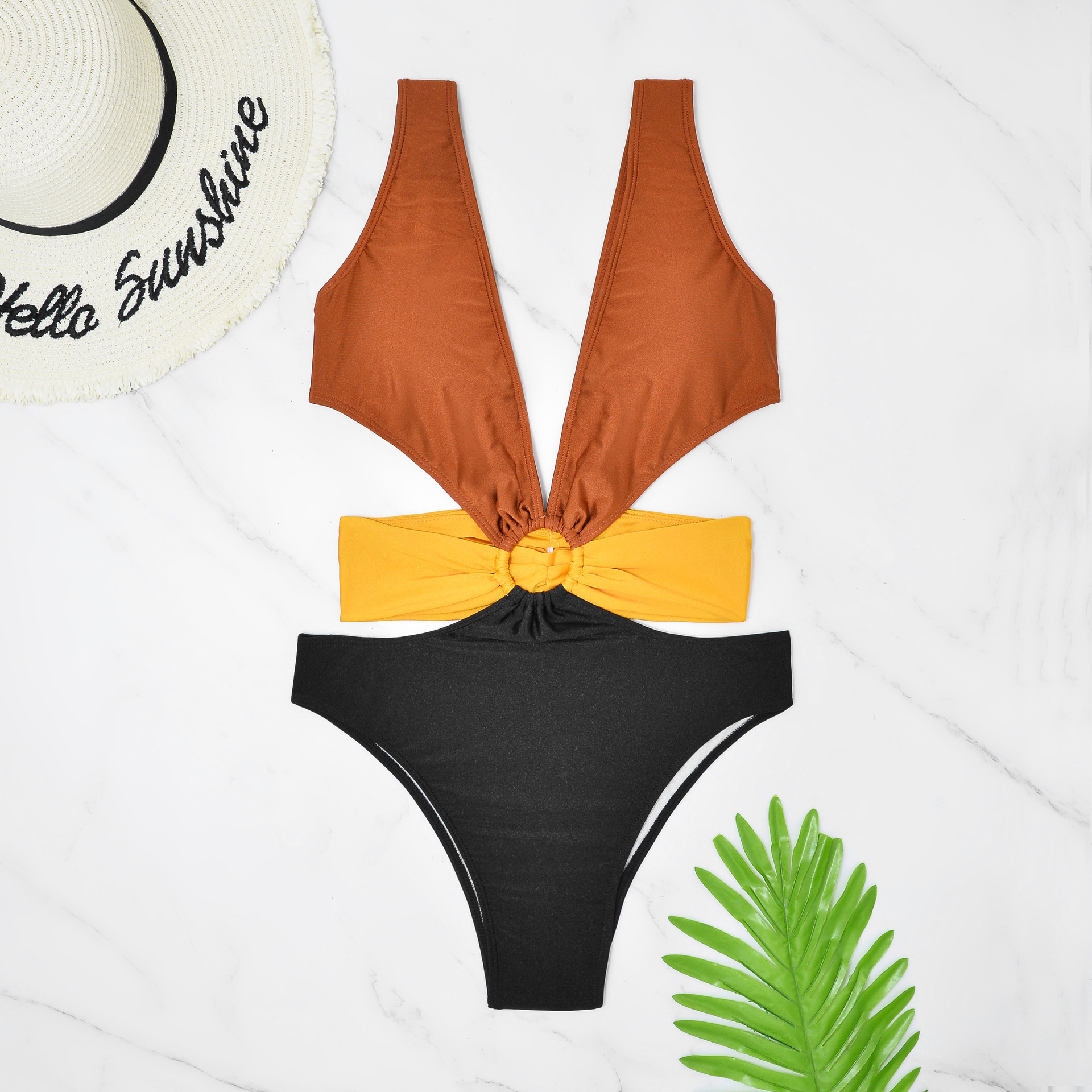Women's Simple Style Color Block 1 Piece One Piece Swimwear display picture 5