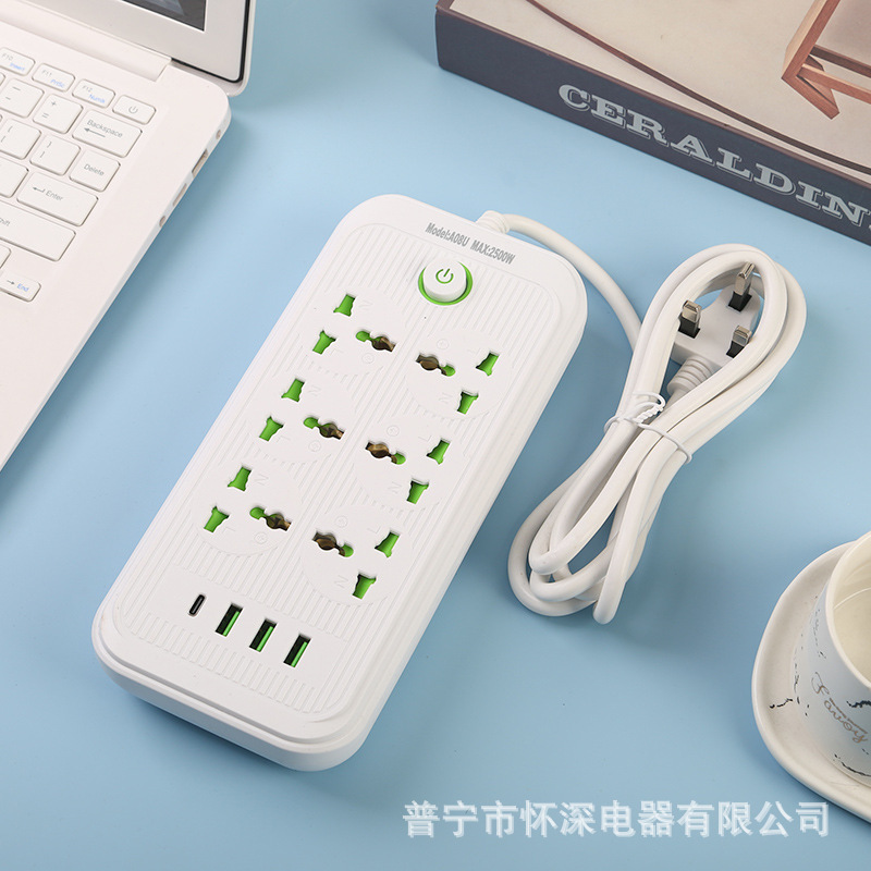 Conector transfronterizo 3USB con puerto PD seis 18 orificios estándar británico estándar europeo y estándar americano con puerta de seguridad con cable de interruptor general