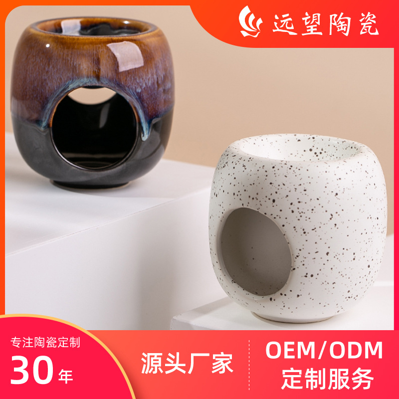 Muestras personalizadas quemador de velas lámpara de té horno redondo esmaltado estilo japonés retro hacer viejos adornos de regalo creativos incensarios