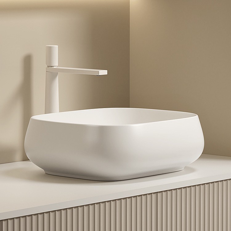 High-end counter basin high-end cream wind wash basin ceramic basin milk white art basin wash basin wash basin wash tray