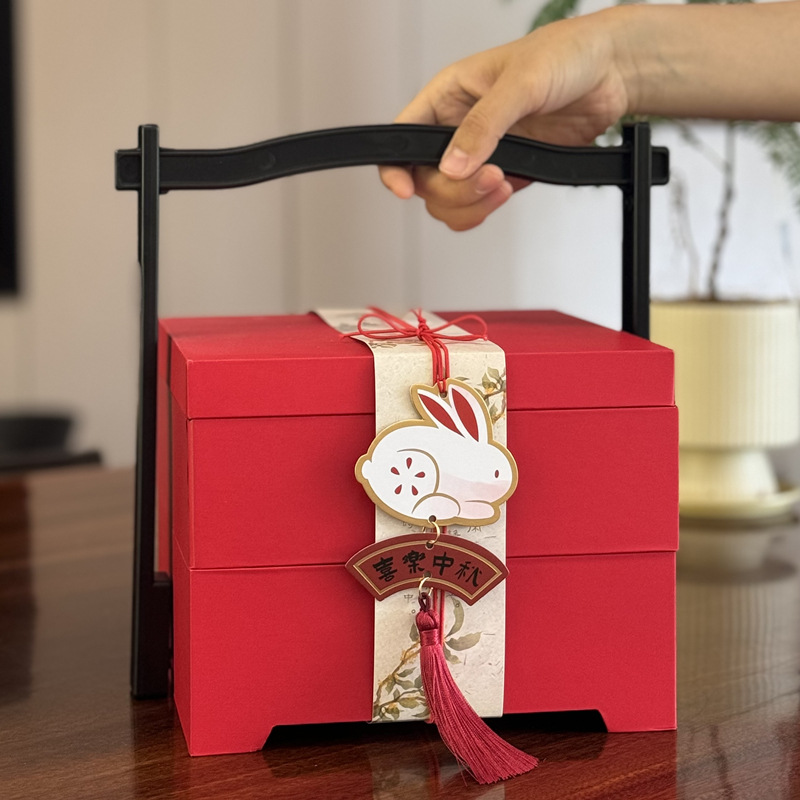 2026新款中秋月饼礼盒 双层月饼包装盒 复古中式糕点盒蛋黄酥盒子