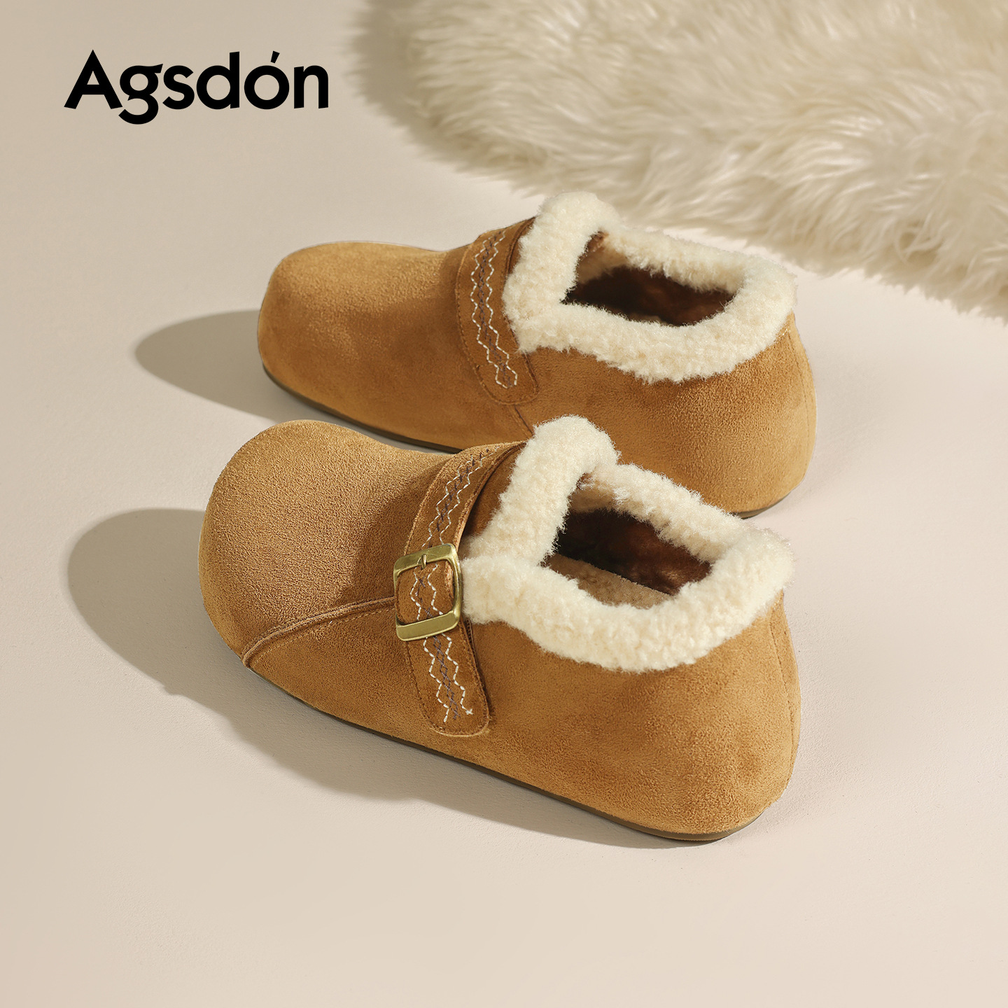 Augu Lion Deng Xiaoping Boccan zapatos mujeres 2025 nuevo invierno grueso todo incluido botas de nieve de peluche zapatos de algodón de patata pequeña