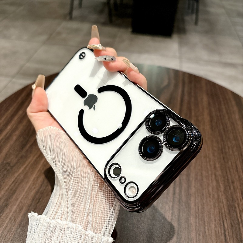 适用苹果17proMax无边框磁吸手机壳透明iPhone16超薄防摔15保护套|undefined