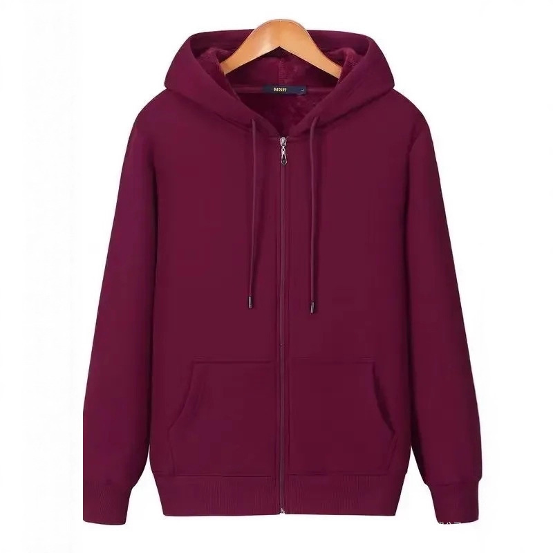2025 Cross-Border Solid Color Zip-Up Hooded Sweatshirt Retro Classic Zip-Up Hooded Printed Sweatshirt Aliexpress Wholesale Supply