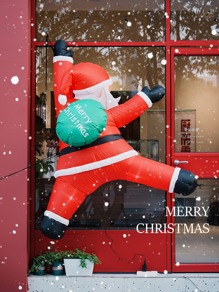 圣诞老人充气气模圣诞节装饰品爬墙门头店铺氛围场景布置户外装扮