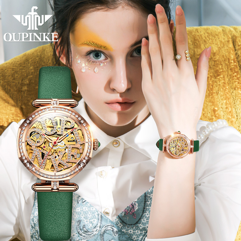 Swiss Official genuine goods Armani Watch Wholesale Light Luxury Genuine Leather Mechanical Watch Female Korean Ins Style Fashion Ladies