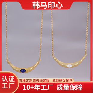 ● Korean Horse Print Heart ● S925 Silver Natural Stone Original Design Heroine High-End Retro Clavicle Necklace for Women