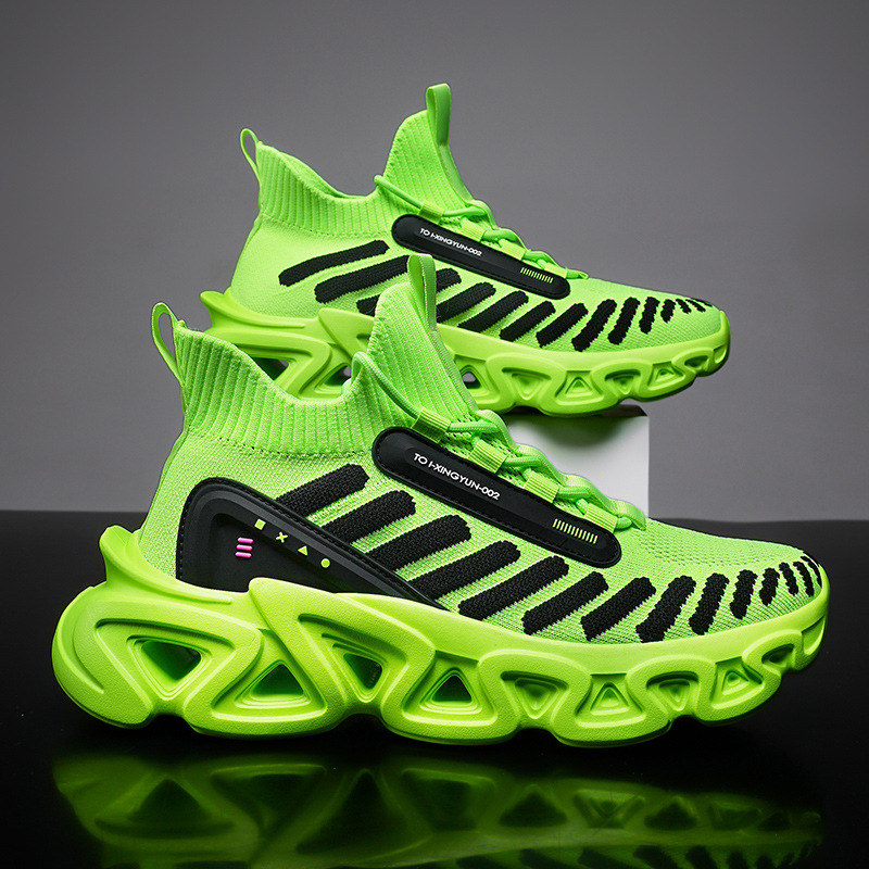 Customized Lightweight Fly-knit Mesh Breathable Men's Shoes, New Summer Model, Large Size, Thick-soled, Shock-absorbing_voghion.com