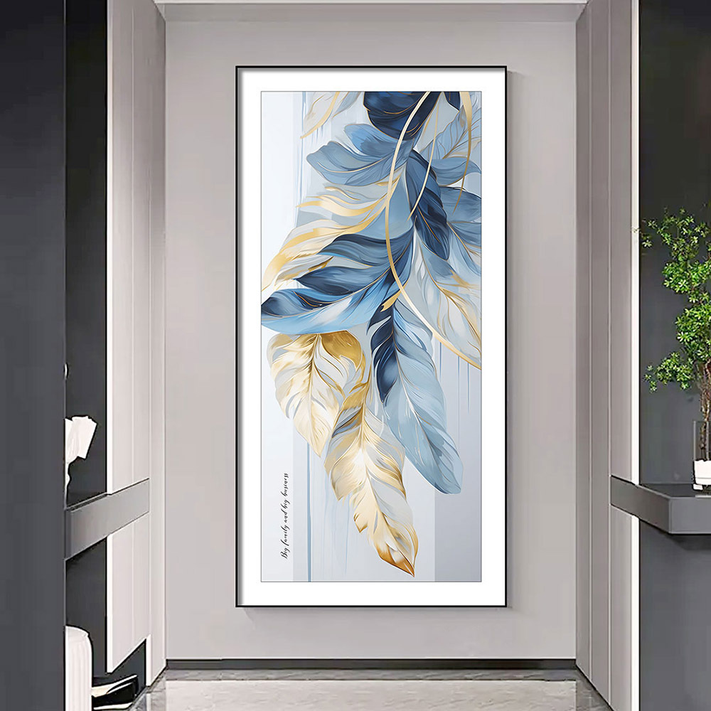 Pintado decorativo de entrada Pasillo minimalista moderno Pasillo vertical Sala de estar frente a la puerta Pintado grande al final del pasillo Pintura colgante de cuero