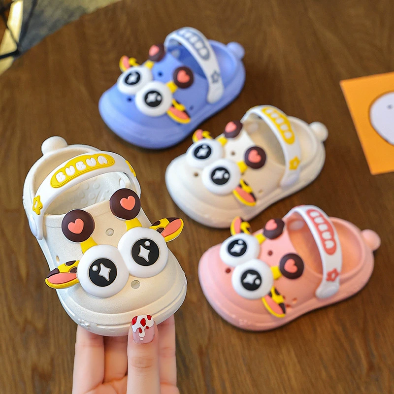 Симпатичные большие глаза оленя детские пещерные туфли для девочек мальчиков летом в помещении нескользящие и износостойкие домашние животные детские сандалии