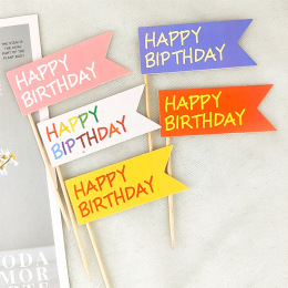 韩国ins风彩旗蛋糕装饰插件HBD笑脸太阳花朵小熊爱心生日插牌插件|undefined