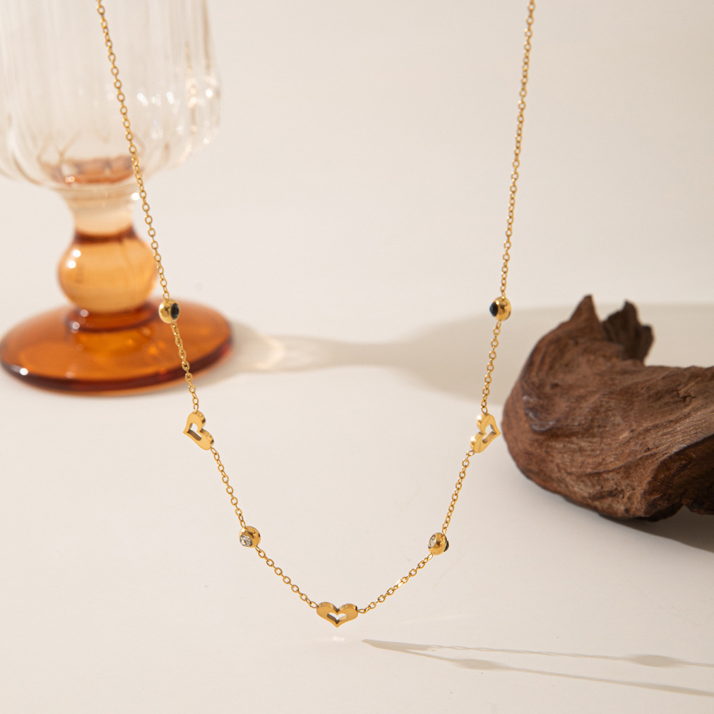 New European and American Cross-border Simple All-match Diamond-encrusted Crystal Love Pendant Chain Necklace Women's Fashion Jewelry First Jewelry