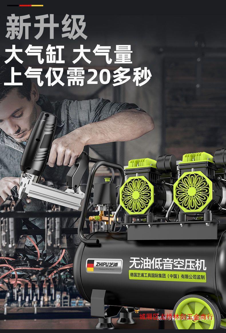 German Zhipu air compressor pump small 220v air compressor oil-free mute industrial grade woodworking high pressure