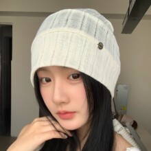 新款慵懒风堆堆帽子女夏季薄款透气户外显脸小百搭针织帽包头帽子