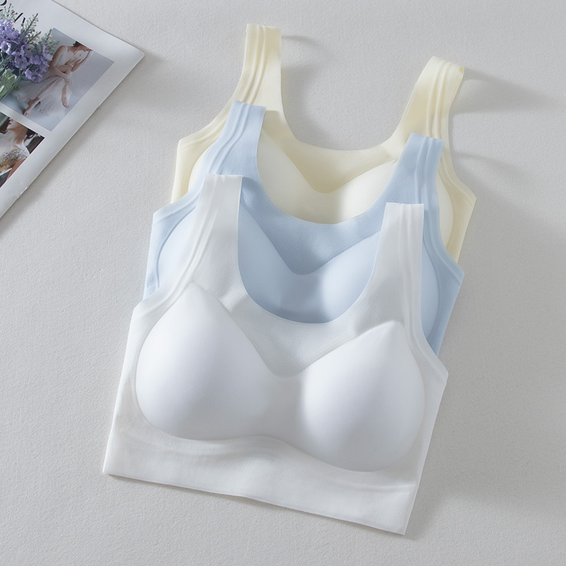 Non-marking Ice Silk Underwear Women's Ultra-thin Summer Small Chest Push-up Big Sports Vest-type Non-steel Ring Beauty Back Bra