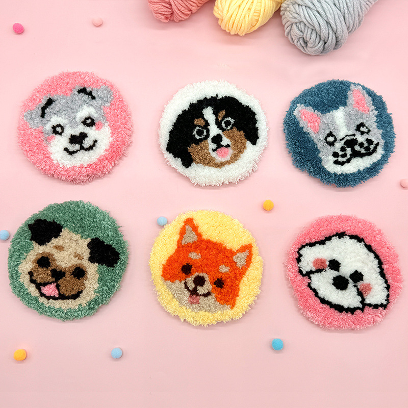 Cojín de taza de peluche animal hecho a mano diy material bordado paquete ruso de goma de goma de dibujos animados para niños pequeños cojín de taza