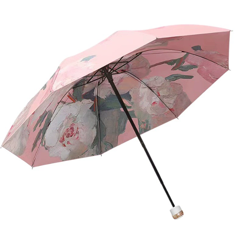 Пятикратный черный резиновый двухслойный солнцезащитный Зонт с защитой от солнца и ультрафиолетовым излучением, женский зонт для масляной живописи, складной солнцезащитный козырек двойного назначения, обратный зонт