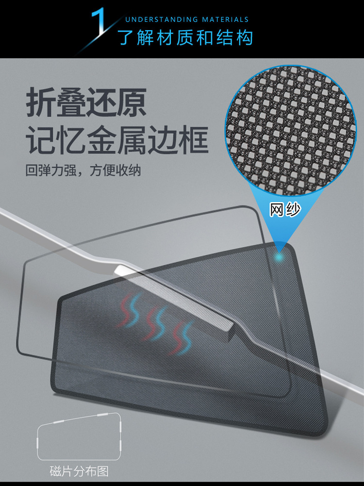 Cross-Border Foreign Trade Special Car Sunshade Curtain for Sun Protection and Heat Insulation, Interior Screen Window Privacy Front Magnetic Window