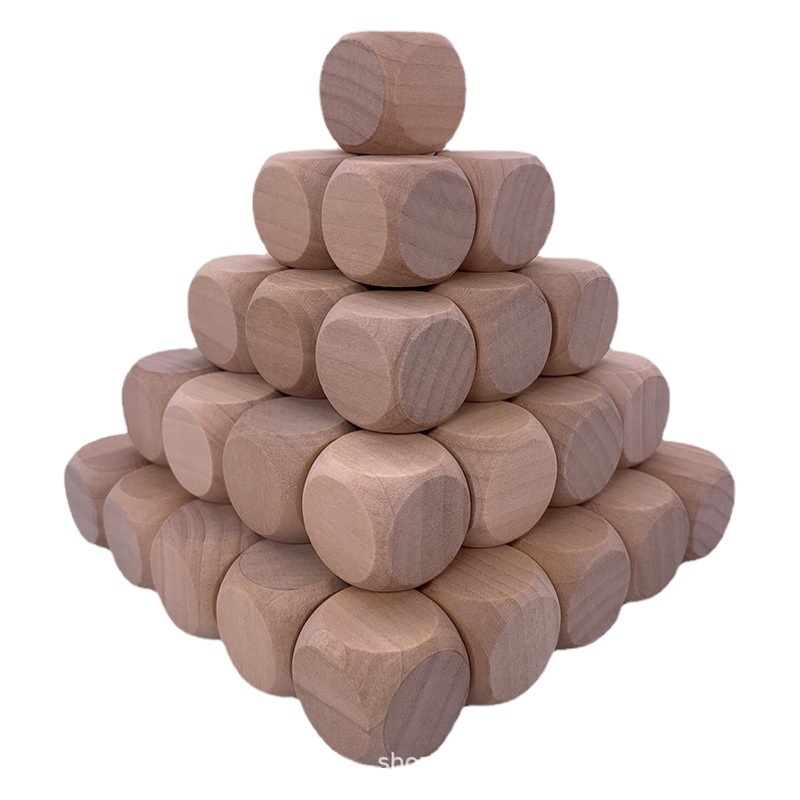 Factory direct wooden blank rounded lotus dice 0.8-10cm sieve dice six-sided color points processing