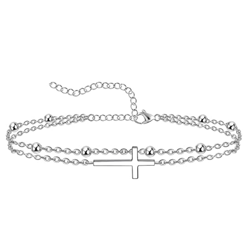 Lady Beach Streetwear Cross Heart Shape Stainless Steel Women's Anklet display picture 1