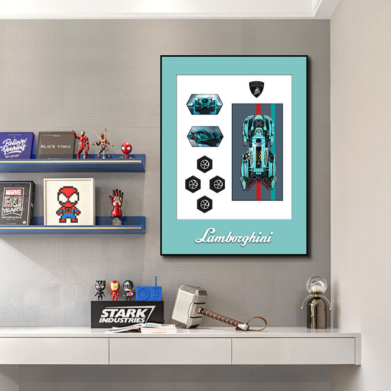 Bloques de construcción tridimensionales, cuadros decorativos de sala de estar, pasillos de entrada, murales de automóviles físicos, paredes, dormitorios de niños, cuadros colgantes