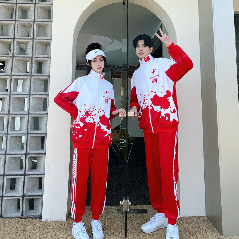 교복 학업 스타일 가을 중국 빨간 코트 게임 개회식 조기 고등학생들이 교복 세트 수행