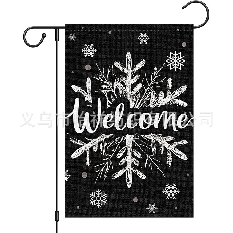 亚马逊爆款圣诞节花园旗雪花圣诞老人雪人双面印花庭院户外旗帜|undefined