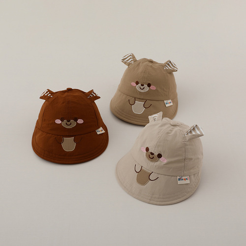 Pocket Bear Infant Fisherman Hat Spring and Summer Super Cute Thin Sunshade and Sunscreen Children's Basin Hat for Male and Female Babies