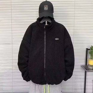 Men's Trendy Lamb Fleece Jacket Cotton Coat Autumn and Winter New American Casual Loose Warm Jacket Vintage 2024 Handsome