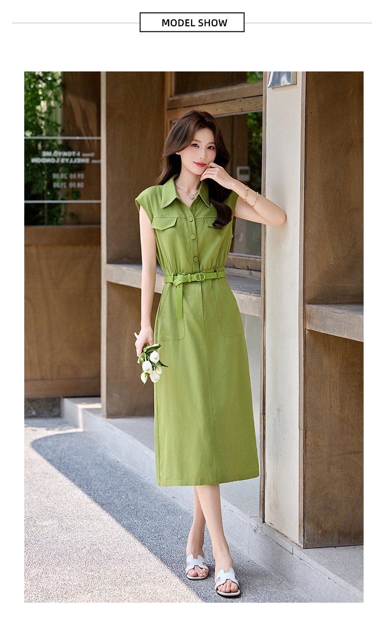 Đầm maxi nữ cổ bẻ tay ngắn dáng suông kèm khăn lụa AH8635 — Màu ảnh chi tiết 20
