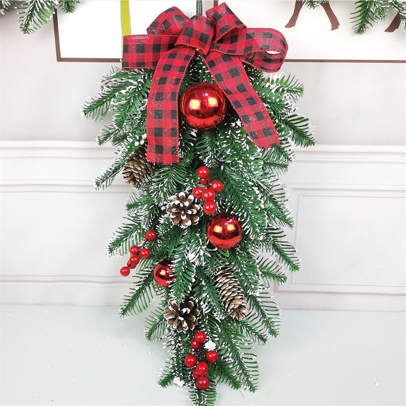 クリスマス植毛花輪楼掛階段花輪装飾装飾クリスマス室内北欧家庭シーン配置|undefined