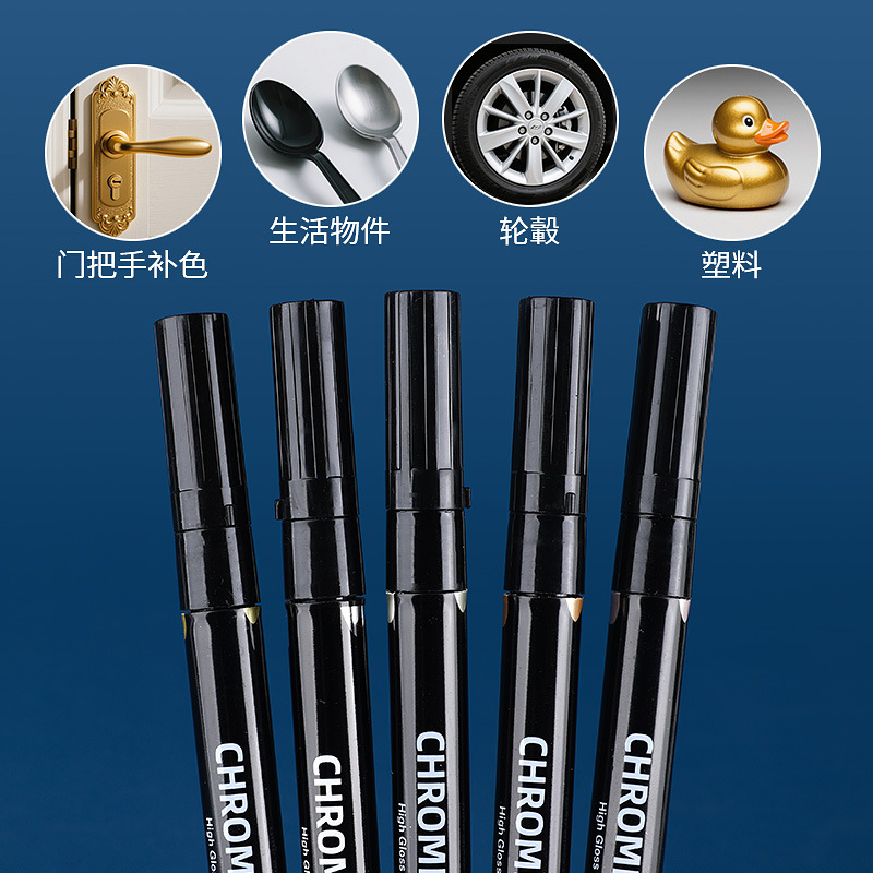 Bolígrafo de reparación de arañazos de modelo Pluma brillante para colorear y colorear Pluma de retoque de modelo de metal Pluma de espejo Pluma cromada al por mayor