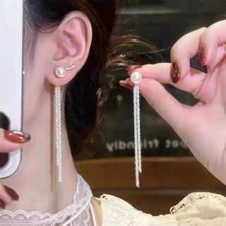 气质长款两戴珍珠流苏耳环女轻奢小众女神质感耳钉高级感个性耳饰