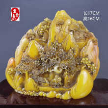 仿寿山石雕做旧田黄石梅花童子风水玄关摆件玉石观赏奇石