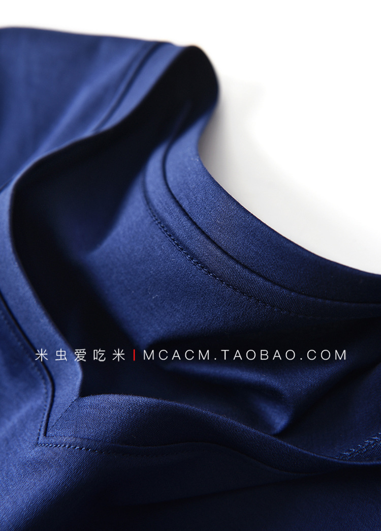 メーカースポット2024夏80本両面シルク綿tシャツ女園vネック半袖純色綿半袖tシャツ