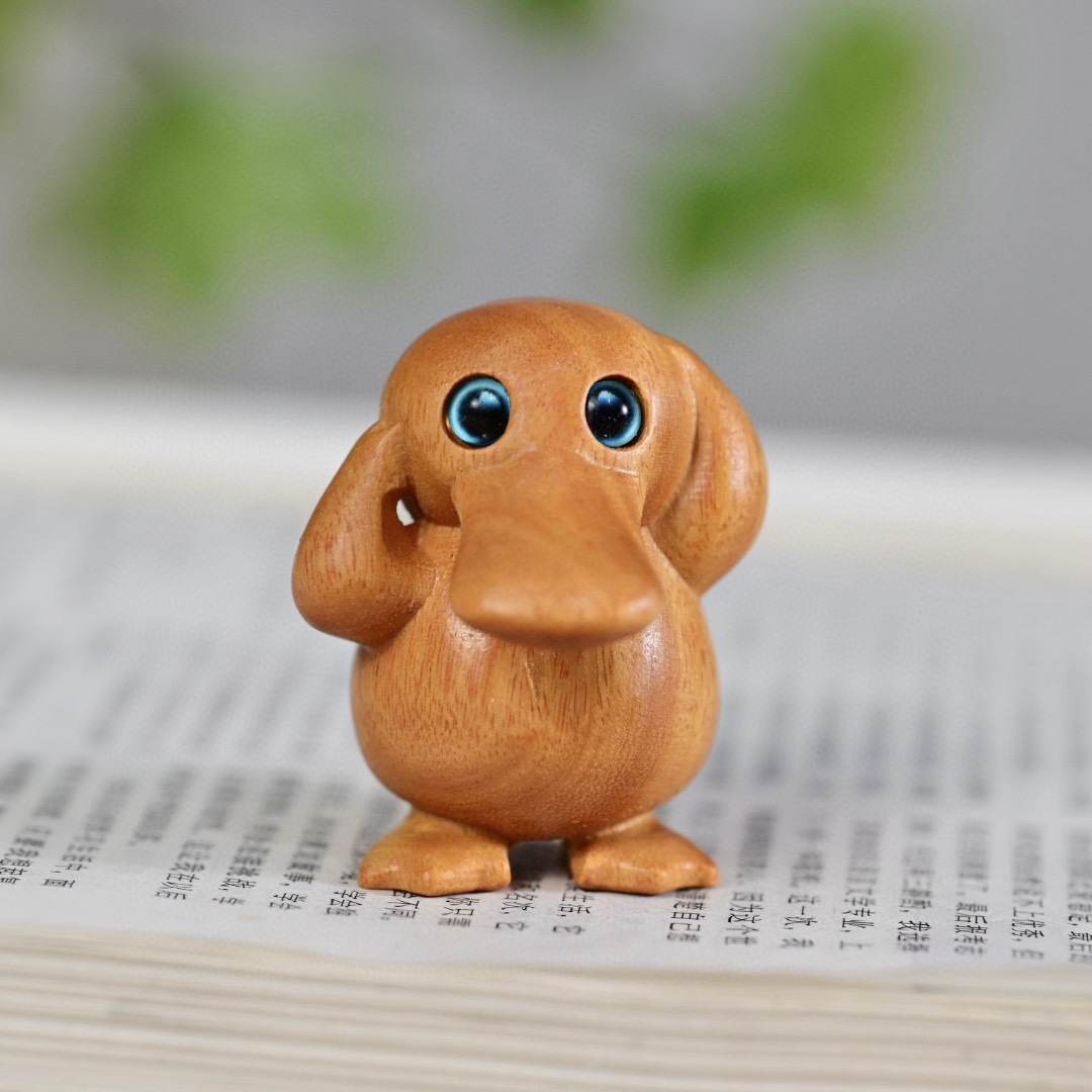 黃金檀南美黃楊木雕可達鴨可愛木質工藝禮品手把玩件擺件文玩雕刻